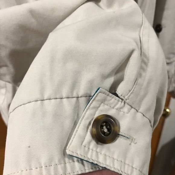 Men’s jacket. Clipper mist of London town brand.Cream colored with teal accents. - Picture 5 of 7